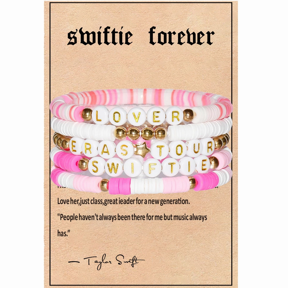 Wholesale Soft Clay Taylor Friendship Letter Beads Millet Beads Bracelet