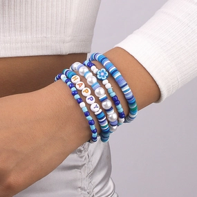 Wholesale Soft Pottery Alphabet Beaded Colorful Bracelet
