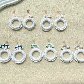 Wholesale Soft Pottery Bohemian Straw Earrings