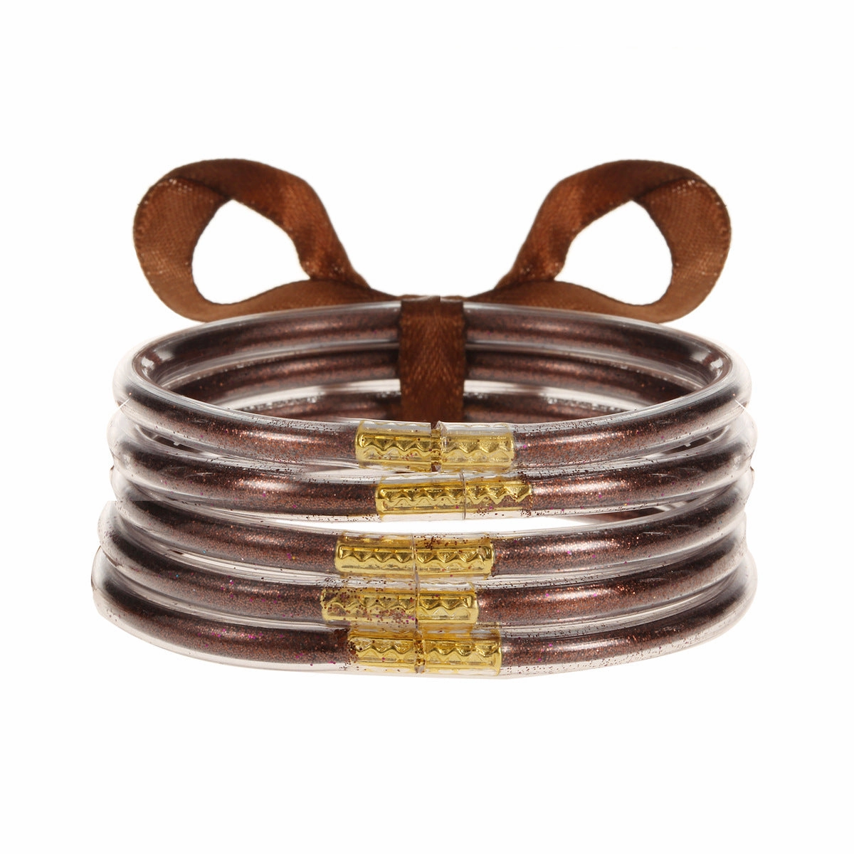 Wholesale Soft Transparent Silicone Gold Dust Shiny Plastic Tube Bracelet