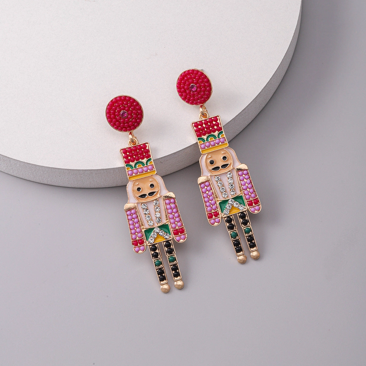 Wholesale Soldier Alloy Oil Drop Diamond Rice Bead Earrings
