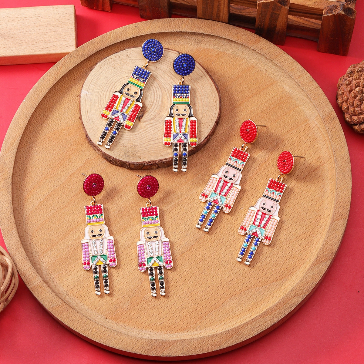 Wholesale Soldier Alloy Oil Drop Diamond Rice Bead Earrings