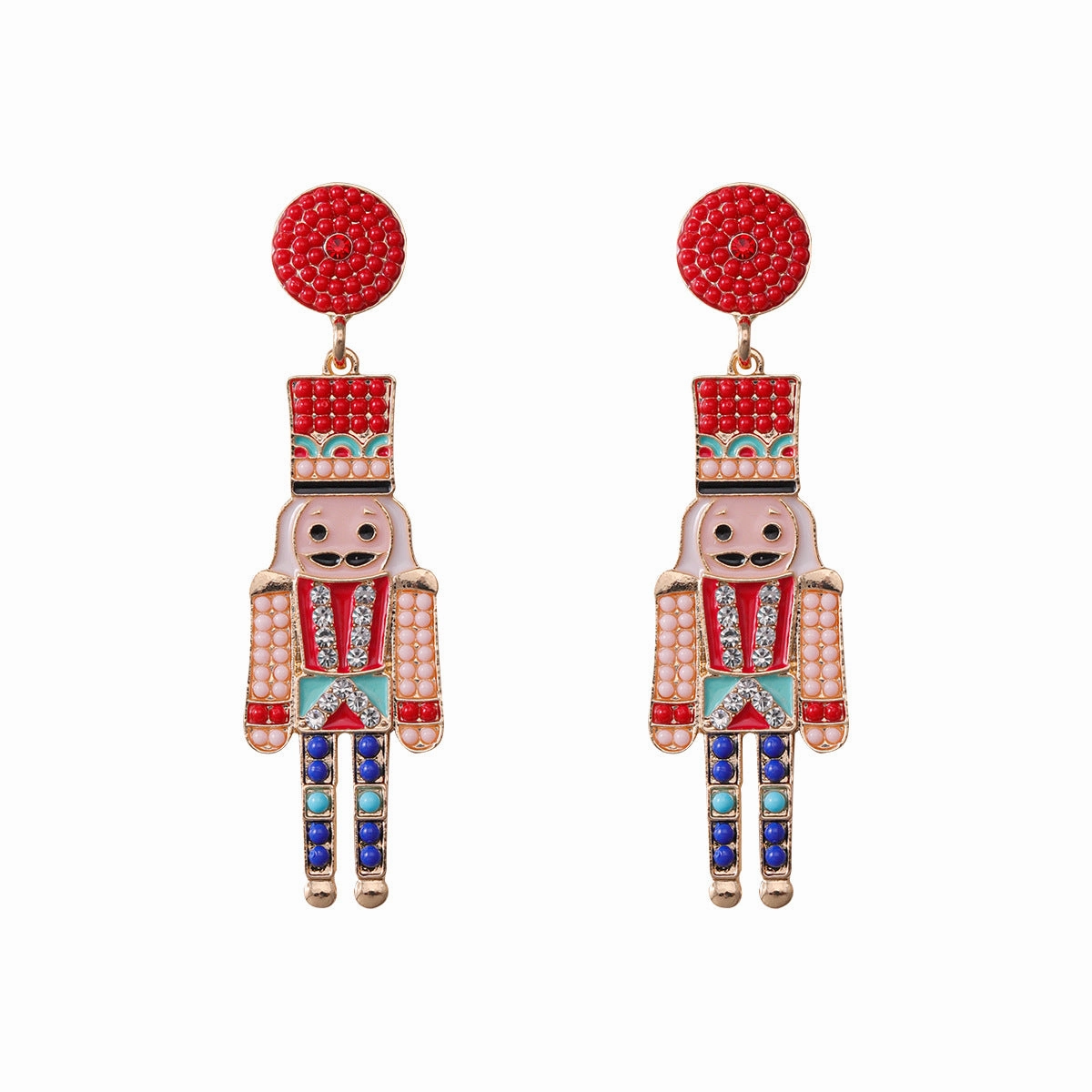 Wholesale Soldier Alloy Oil Drop Diamond Rice Bead Earrings
