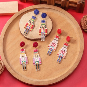 Wholesale Soldier Alloy Oil Drop Diamond Rice Bead Earrings