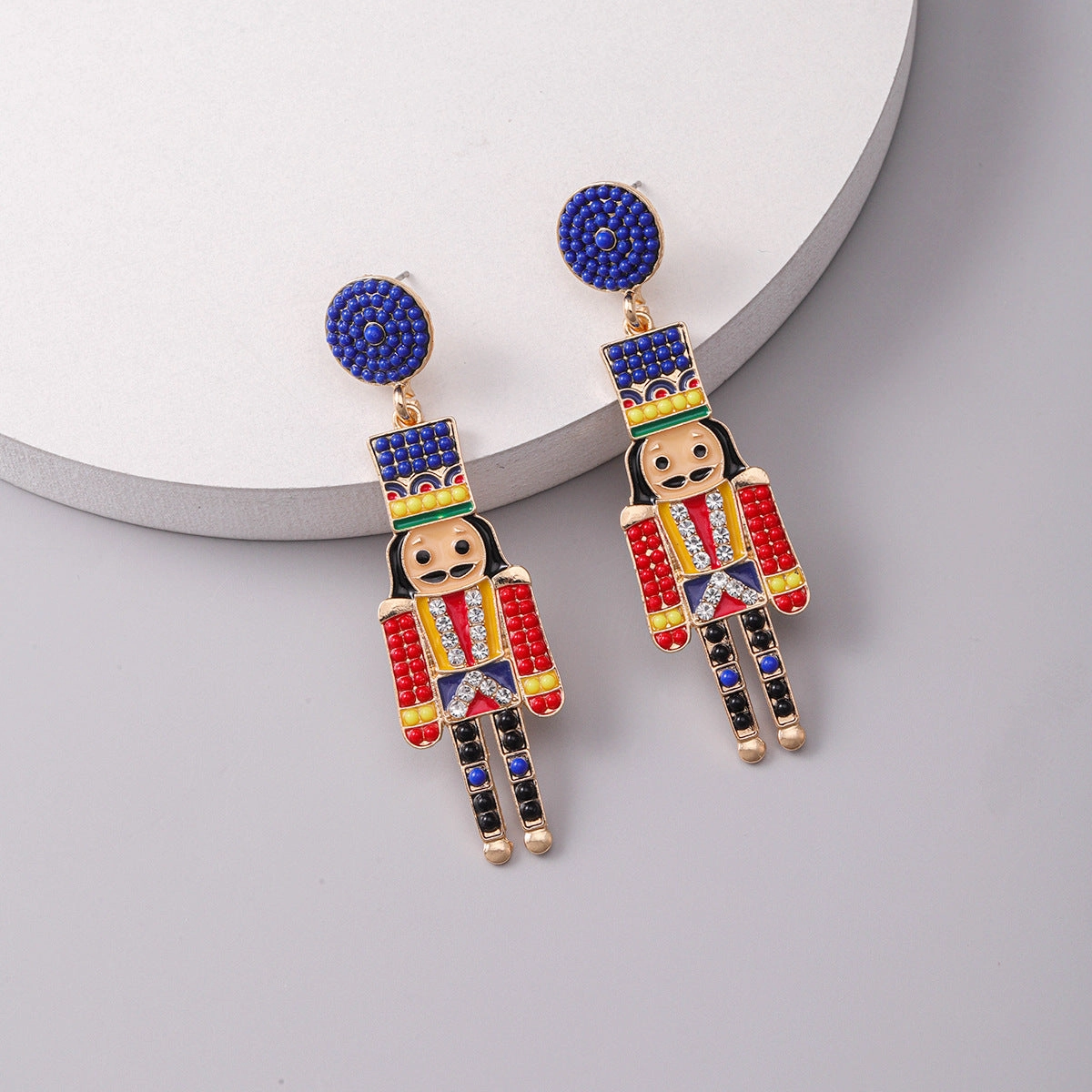 Wholesale Soldier Alloy Oil Drop Diamond Rice Bead Earrings