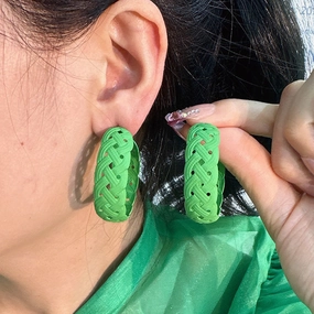 Wholesale Solid Color Big C Shape Candy Color Earrings