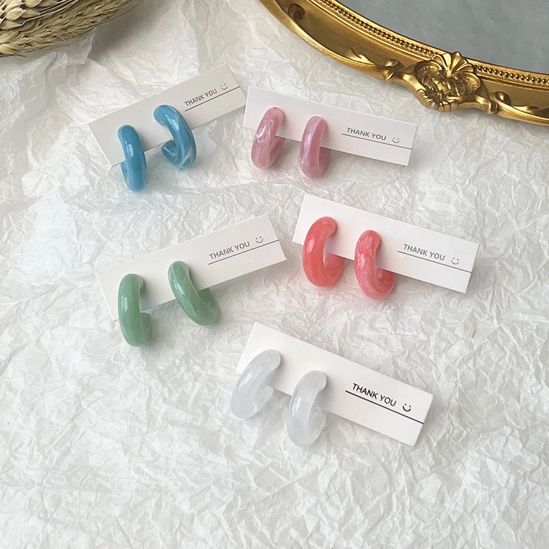 Wholesale Solid Color C Shape Plastic Earrings