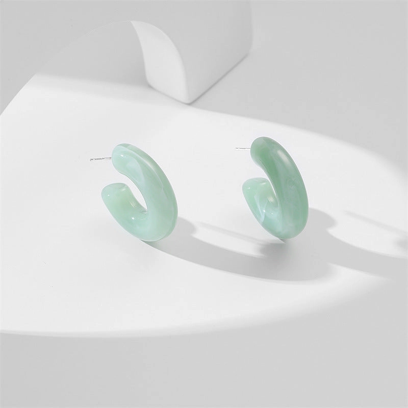 Wholesale Solid Color C Shape Plastic Earrings
