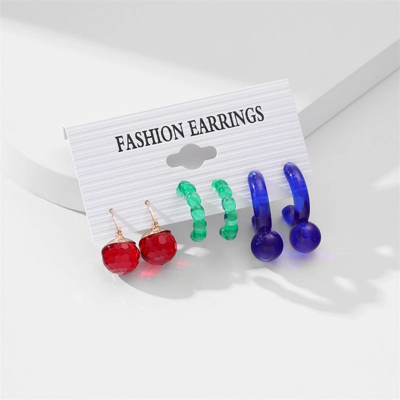 Wholesale Solid Color Flower Acrylic Earrings Set