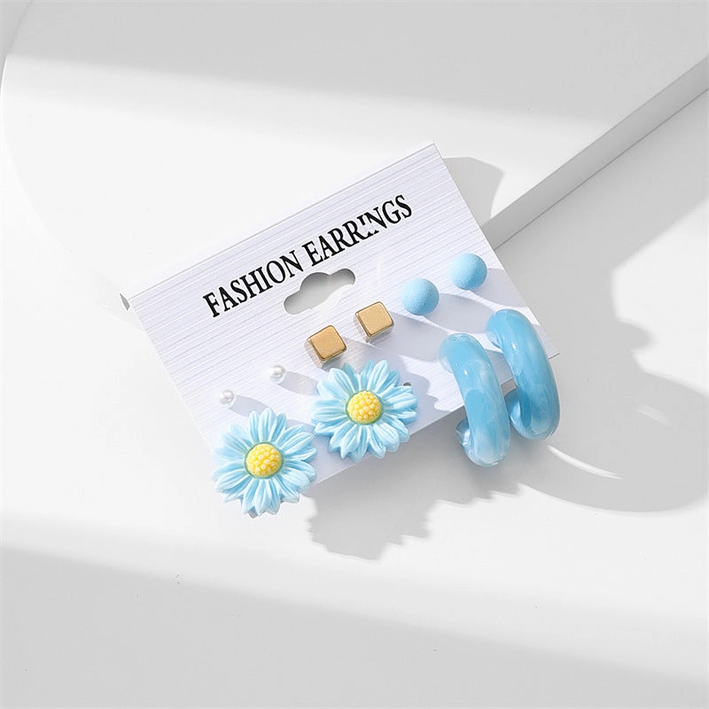 Wholesale Solid Color Flower Acrylic Earrings Set