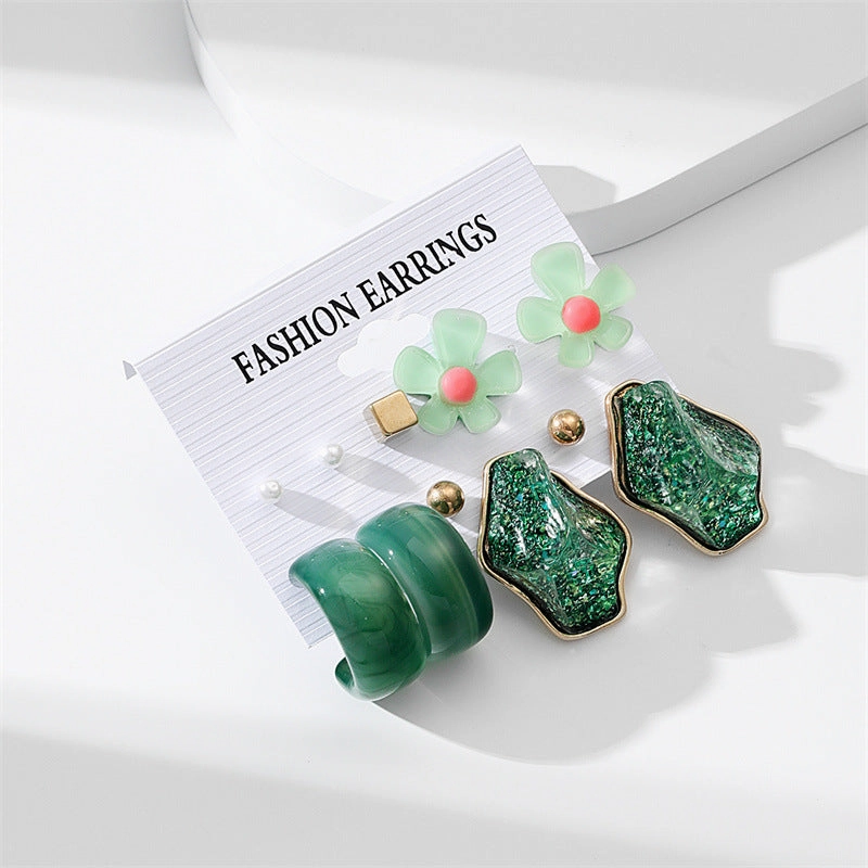 Wholesale Solid Color Flower Acrylic Earrings Set