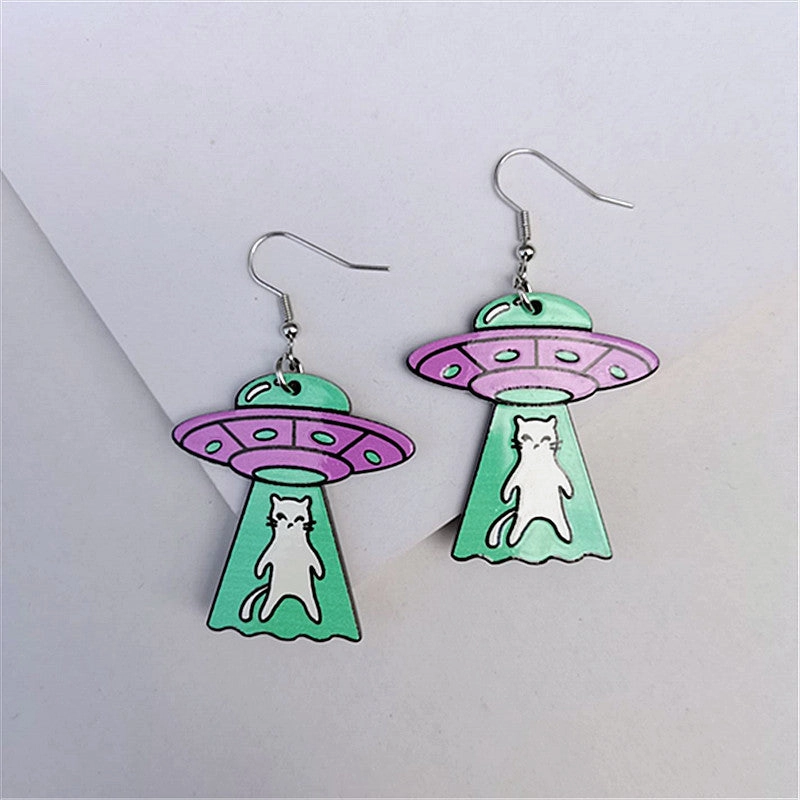 Wholesale Space Cat Alien Acrylic Earrings