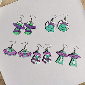 Wholesale Space Cat Alien Acrylic Earrings