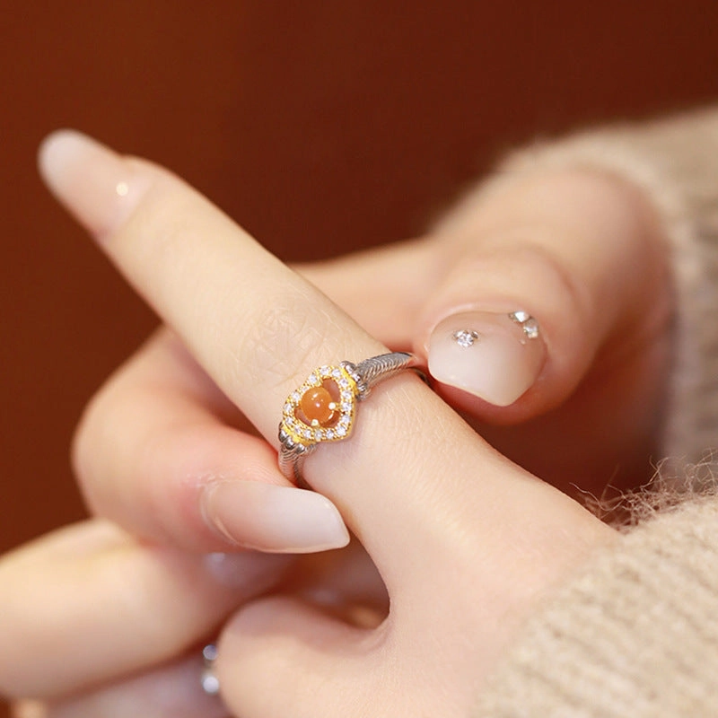 Wholesale Sparkling Diamond Love Agate Copper Rings
