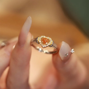 Wholesale Sparkling Diamond Love Agate Copper Rings
