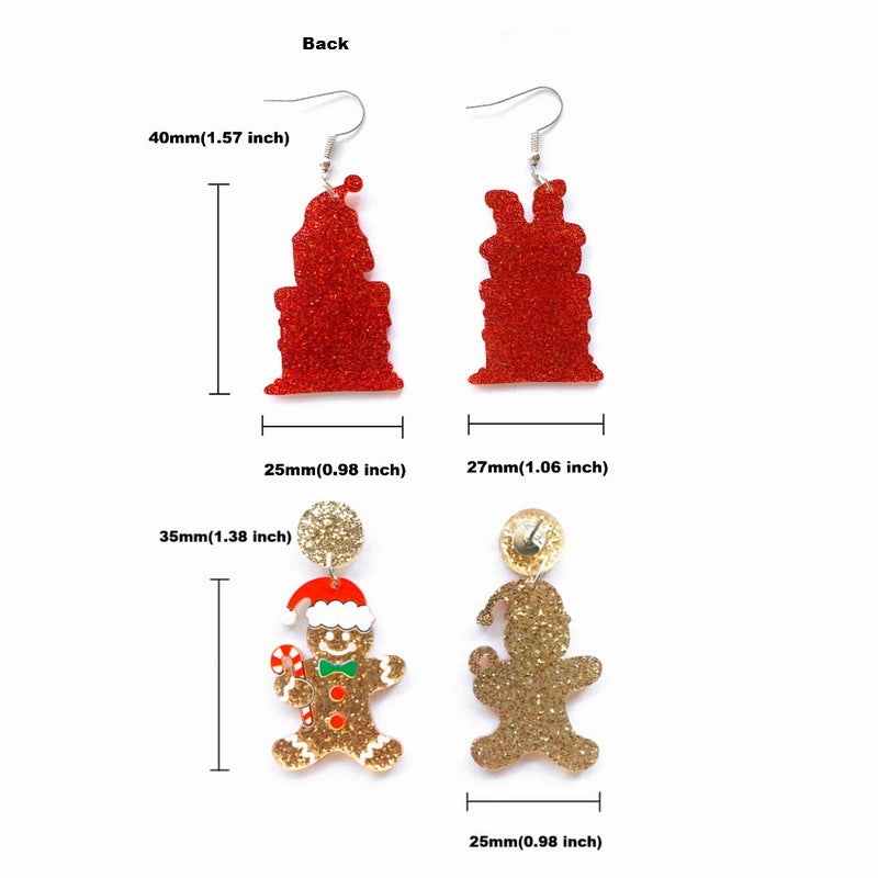 Wholesale Sparkling Pink Acrylic Gingerbread Man Cartoon Earrings