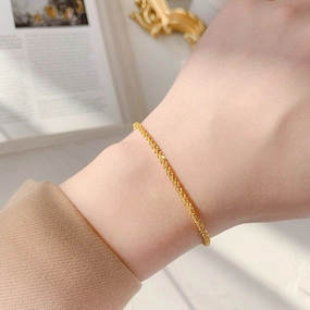 Wholesale Sparkling Twist Chain Titanium Steel 18K Gold Bracelet