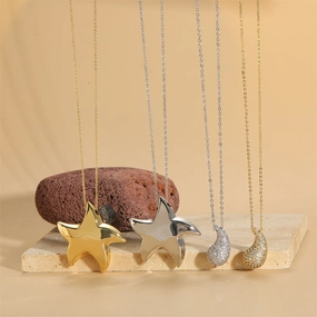 Wholesale Special Shaped Pentagram Water Drop Pendant Necklace