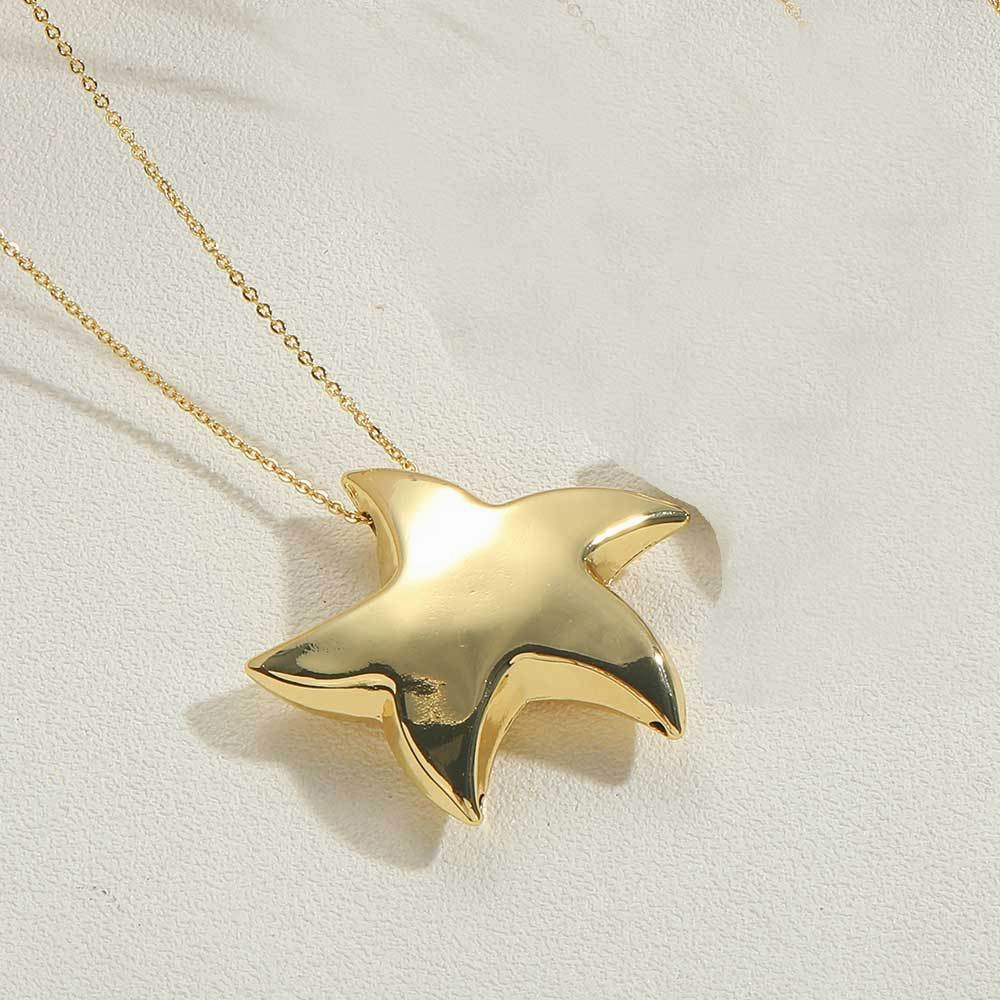 Wholesale Special Shaped Pentagram Water Drop Pendant Necklace