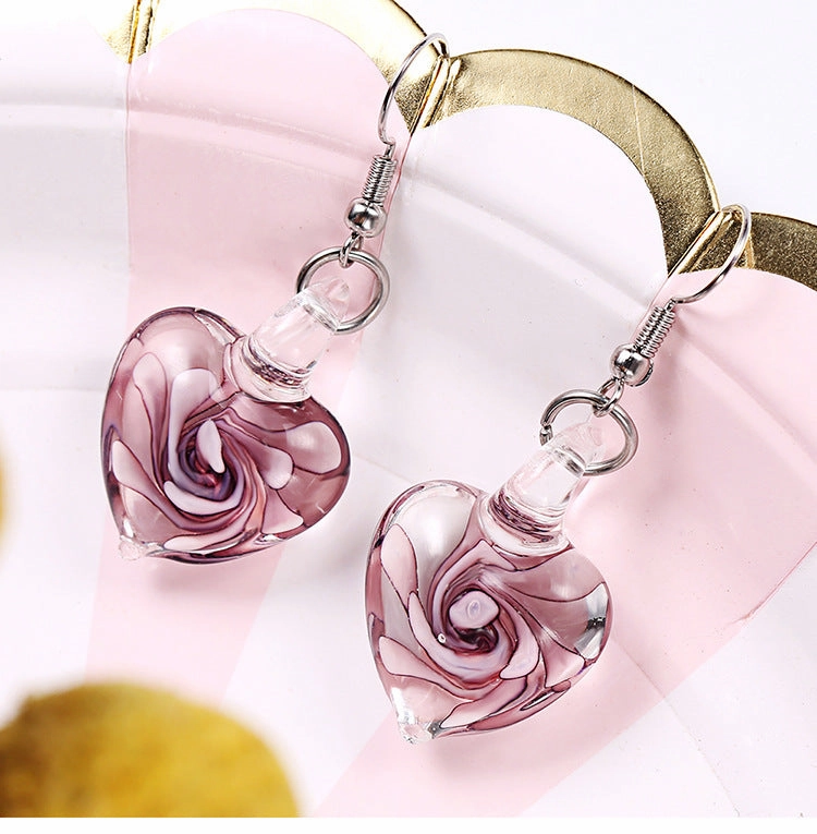 Wholesale Spiral Inner Flower Glazed Love Earrings