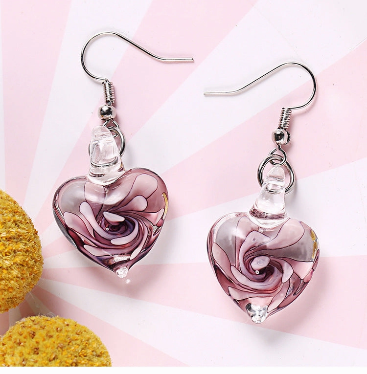 Wholesale Spiral Inner Flower Glazed Love Earrings