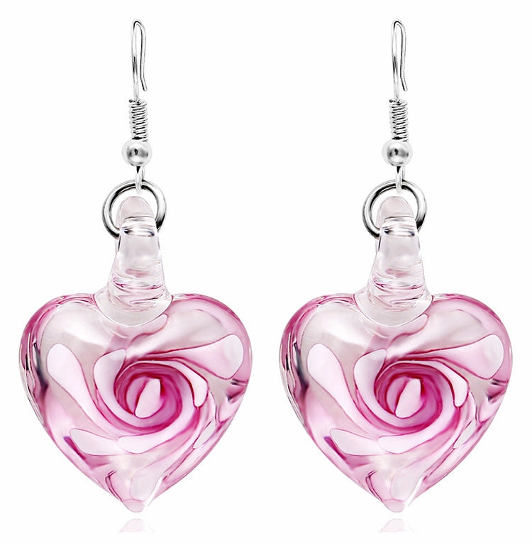 Wholesale Spiral Inner Flower Glazed Love Earrings