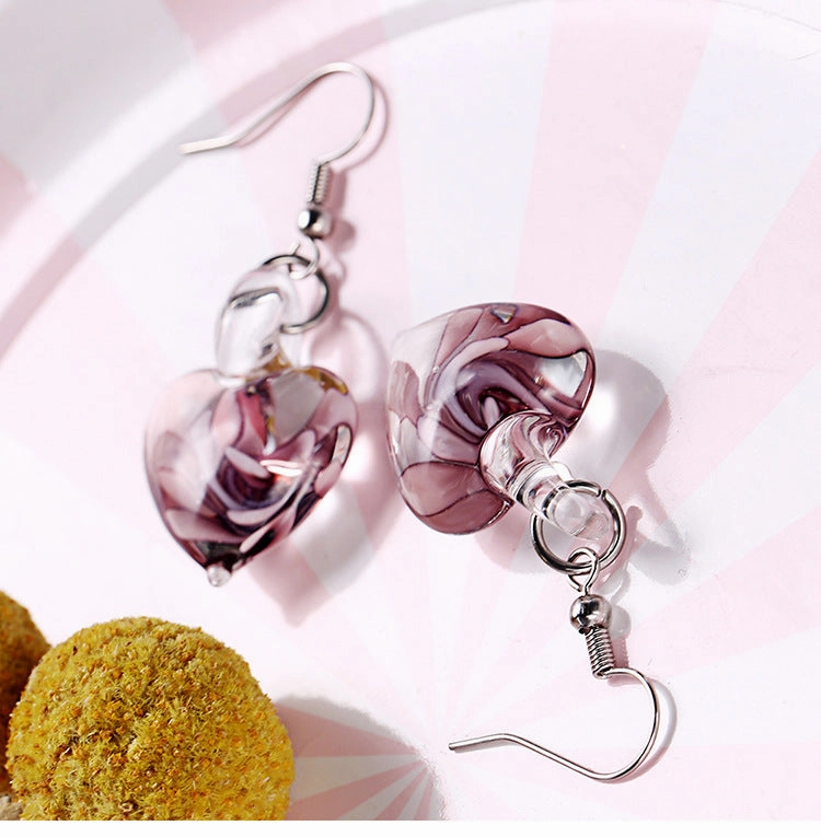 Wholesale Spiral Inner Flower Glazed Love Earrings