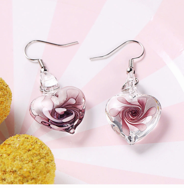 Wholesale Spiral Inner Flower Glazed Love Earrings