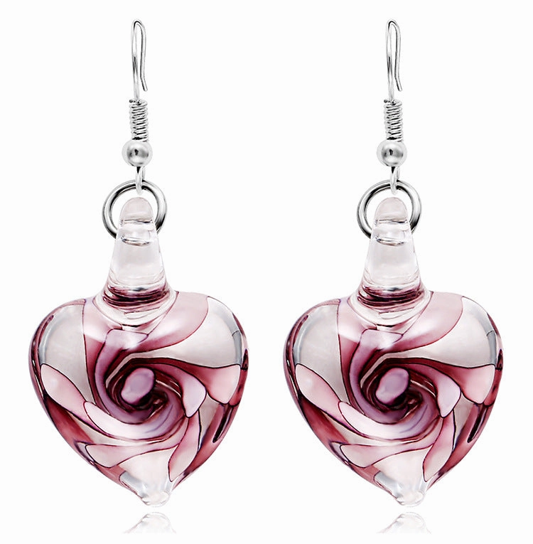 Wholesale Spiral Inner Flower Glazed Love Earrings