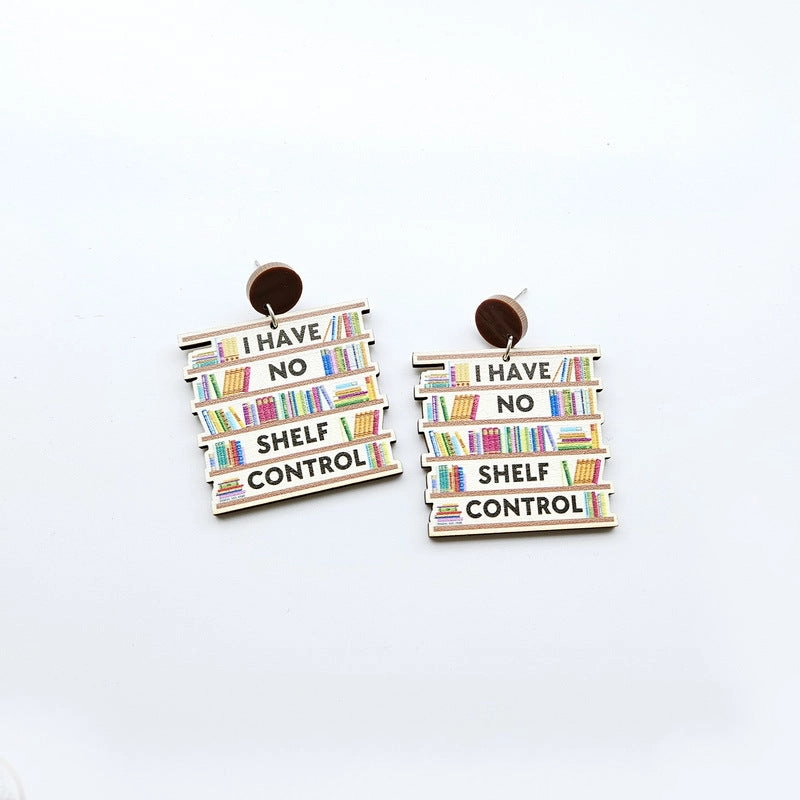 Wholesale Splicing Bookshelf Graduation Season Opening Season Wood Earrings