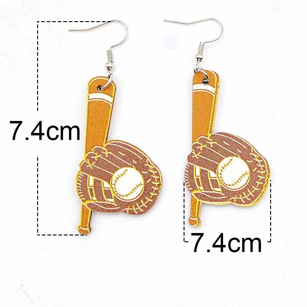 Wholesale Sports Baseball Football Wooden Earrings