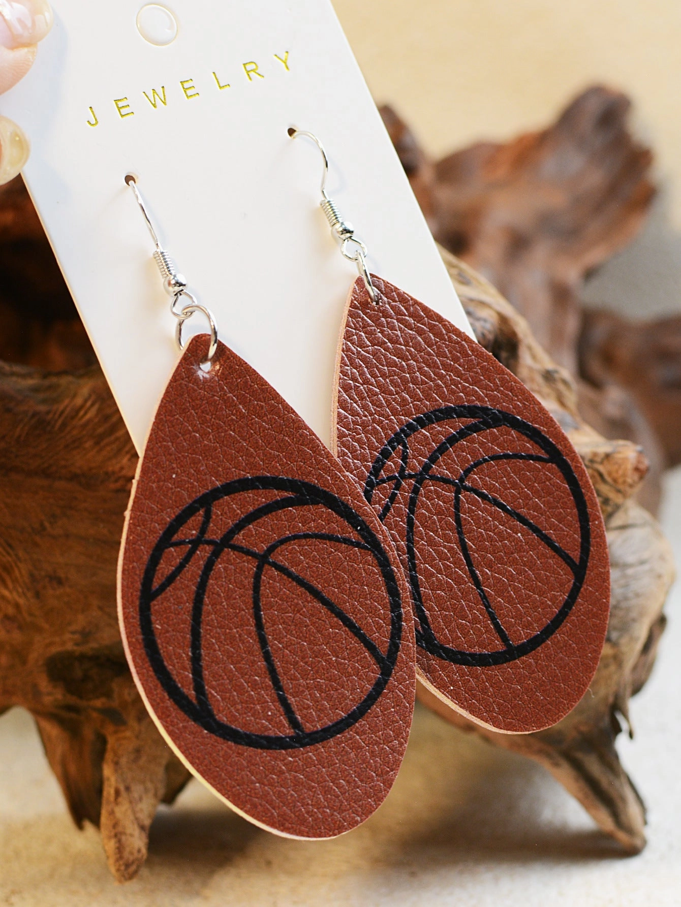 Wholesale Sports Football Basketball Golf Ball Leather Earrings