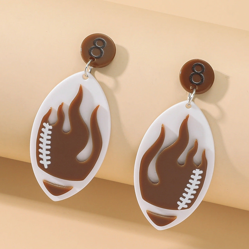 Wholesale Sports Rugby Acrylic Earrings