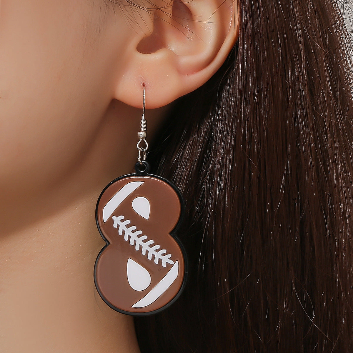 Wholesale Sports Rugby Acrylic Earrings