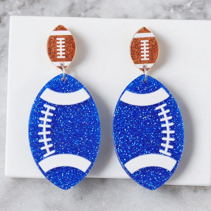 Wholesale Sports Style Design, Rugby Acrylic Colorful Sparkling Fashion Earrings