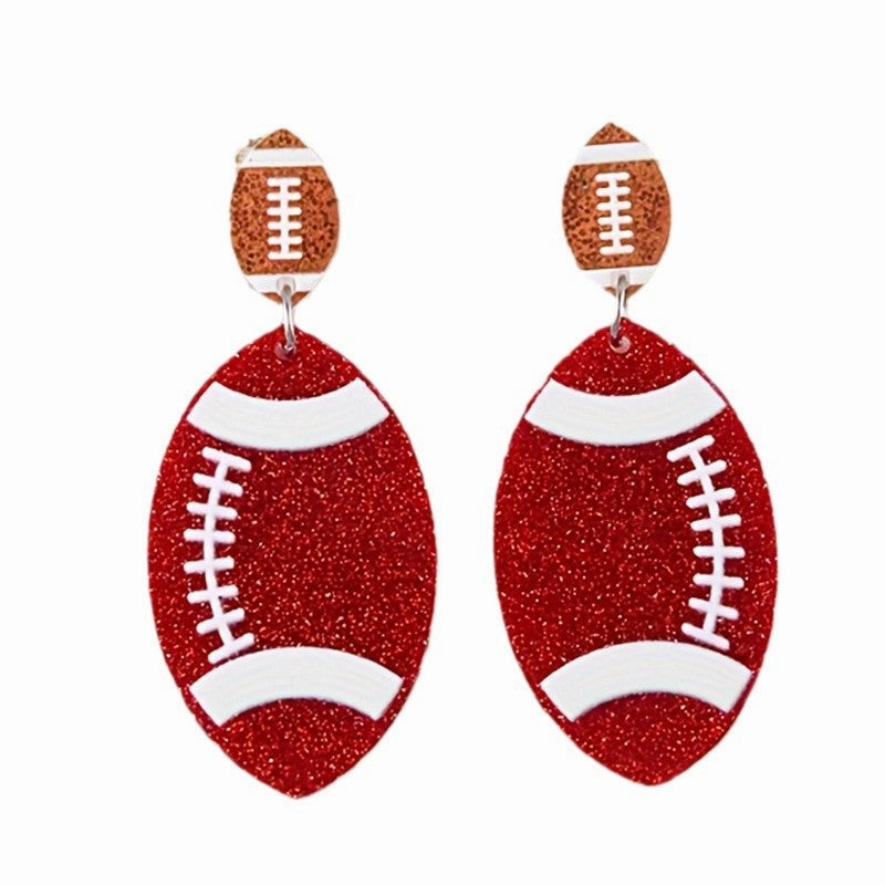 Wholesale Sports Style Design, Rugby Acrylic Colorful Sparkling Fashion Earrings