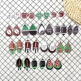 Wholesale Sporty Rugby Leather Earrings