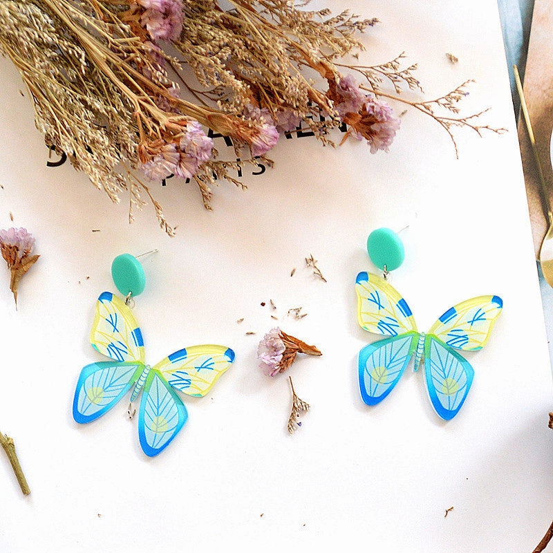 Wholesale Spring Summer Statemente Butterfly Metal Earrings