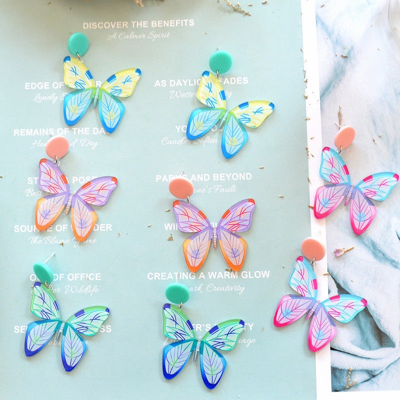 Wholesale Spring Summer Statemente Butterfly Metal Earrings