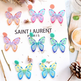 Wholesale Spring Summer Statemente Butterfly Metal Earrings