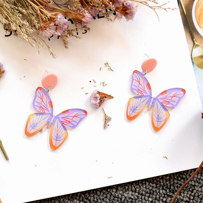 Wholesale Spring Summer Statemente Butterfly Metal Earrings