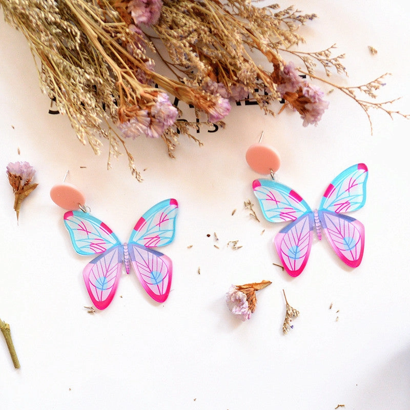 Wholesale Spring Summer Statemente Butterfly Metal Earrings