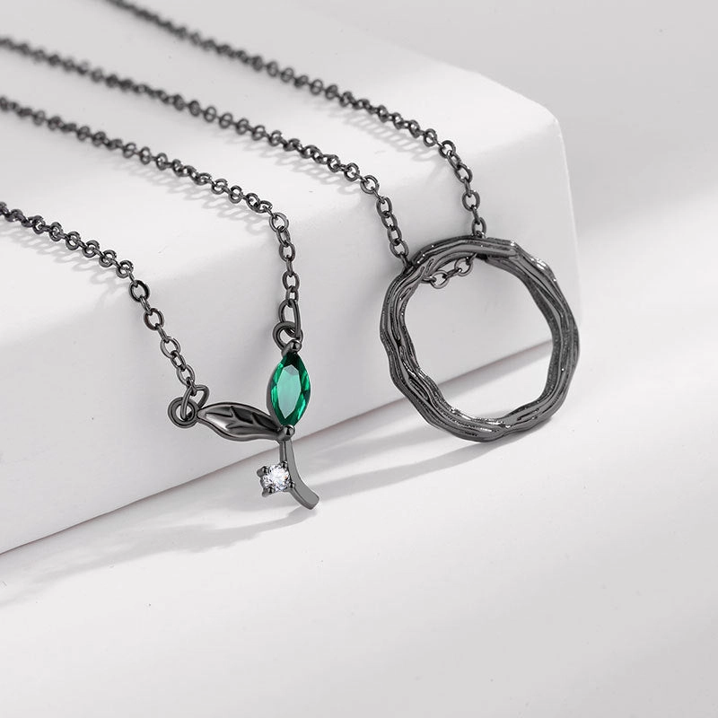 Wholesale Sprout Ring Couple Copper Necklaces