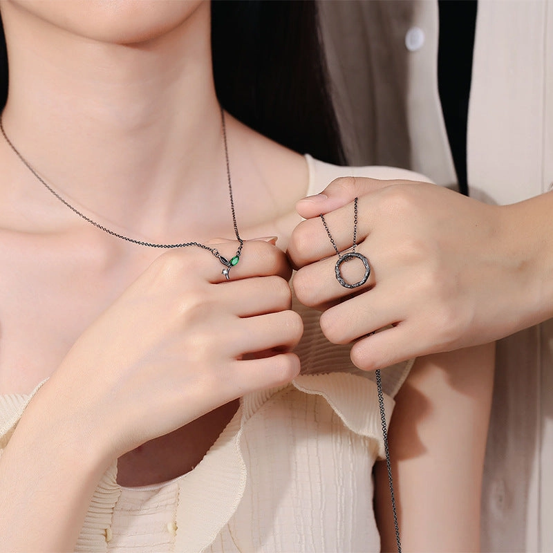 Wholesale Sprout Ring Couple Copper Necklaces