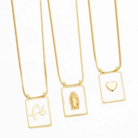 Wholesale Square Card Square Virgin Cross Clavicle Chain 18K Gold Plated