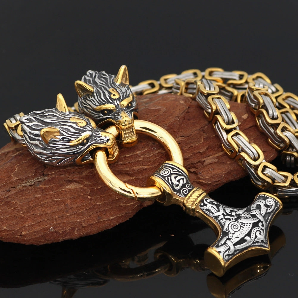 Wholesale Square Chain Thor Hammer Stainless Steel Necklace