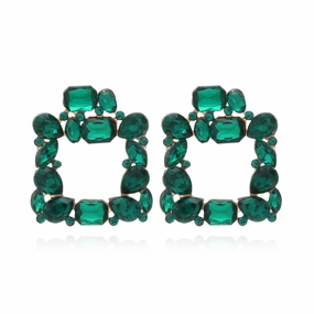 Wholesale Square Colored Diamonds Geometric Alloy Diamond Earrings