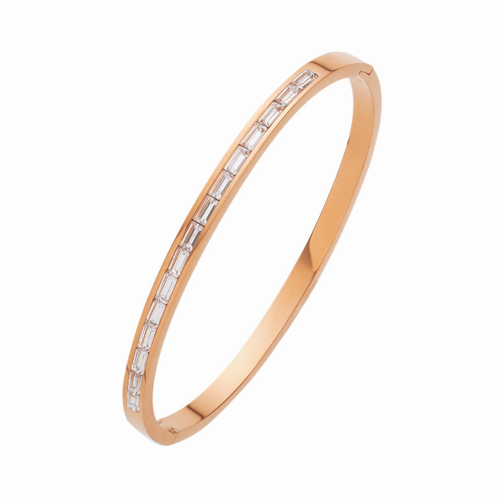 Wholesale Square Diamond Titanium Steel Colored Diamond Bracelet