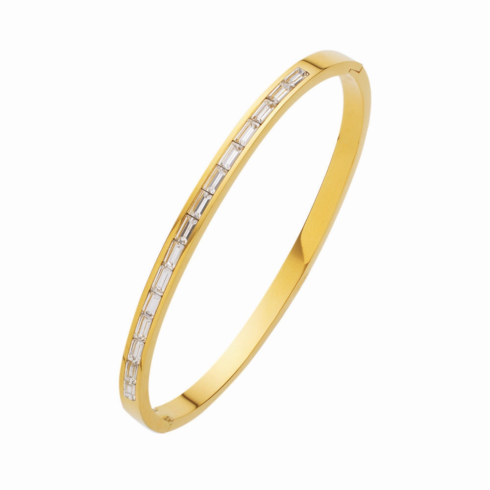 Wholesale Square Diamond Titanium Steel Colored Diamond Bracelet