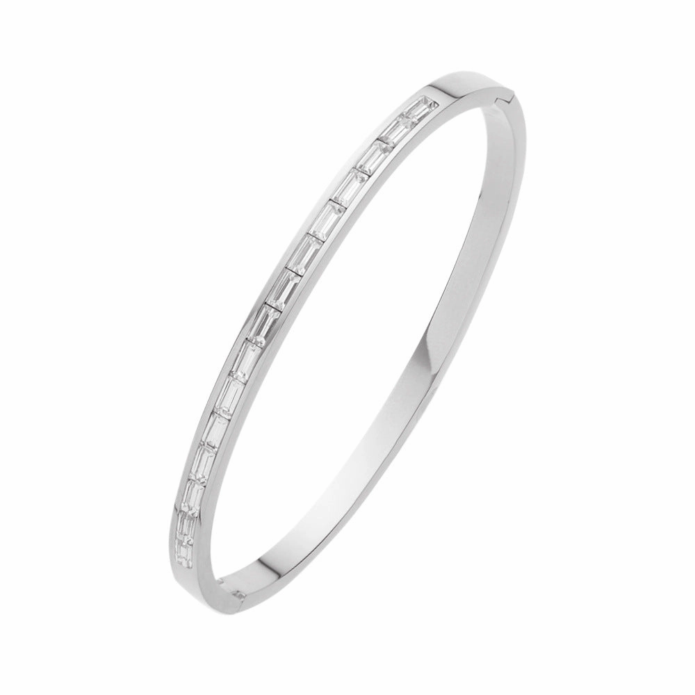 Wholesale Square Diamond Titanium Steel Colored Diamond Bracelet
